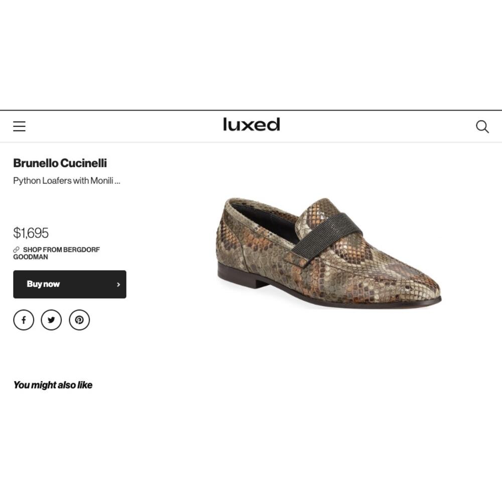 Brunello Cucinelli Python Loafers With Monili Str… - image 3